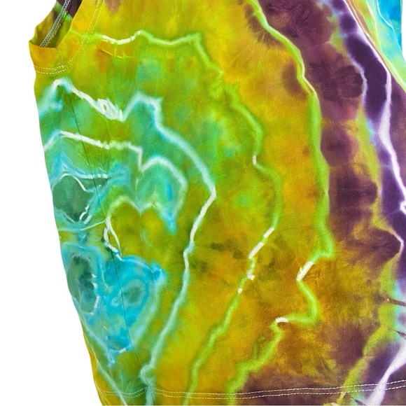 Geode Tie Dye Tank Top Muscle Tee Shirt Mens Size Small Unisex Handmade Blue - Picture 3 of 8